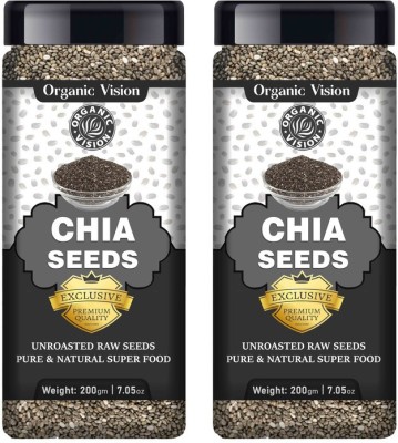Organic Vision Twin Pack of Raw Chia Seeds for Weight Loss with Omega 3 , Zinc and Fiber, Calcium Rich Seeds Chia Seeds(400 g, Pack of 2)