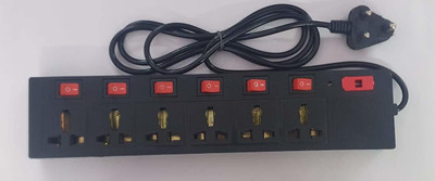 RSCT Extension Board with 6 Socket 6 Switches, Universal Cord Multi Plug (Black) 6  Socket Extension Boards(Black, 2 m)