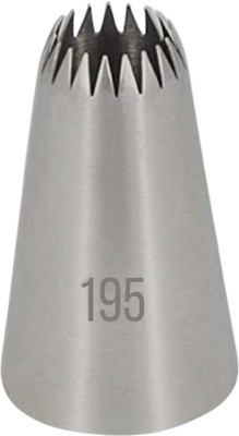 hussaini mart Stainless Steel Large Open Star Icing Nozzle 195 Tip Cake Decoration Tool and Accessories Modak Nozzle, Silver Stainless Steel Star Icing Nozzle(Silver Pack of 1)