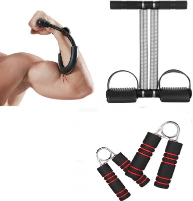 Dr Pacvu Athletes Choice Pack of 4 Combo | Hand Gripper, Double Band Tummy Trimmer and Wrist Excerciser | Foam Handle Hand Gripper For Increase Arms and fingers Physical Strength with Double Band Tummy Trimmer for tummy Trim and Foam Handle Wrist Excerciser For Increase Wrist strength Home Gym Body 