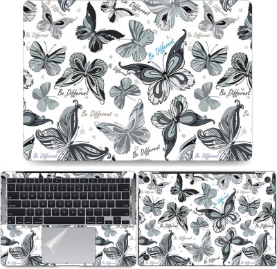 dzazner Fullbody 4 in 1 Precision Cut Laptop Skin Wrap (Top, Bottom, Around Keyboard, Trackpad Protector) Decal Vinyl Sticker Compatible for MacBook Pro 13 Inch, Model A1708- Be Different Butterfly Self Adhesive Vinyl Laptop Decal 13