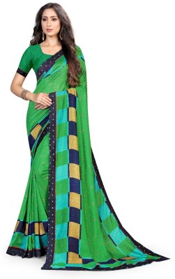 Harsiddhi fashion Self Design Bollywood Georgette Saree(Green)