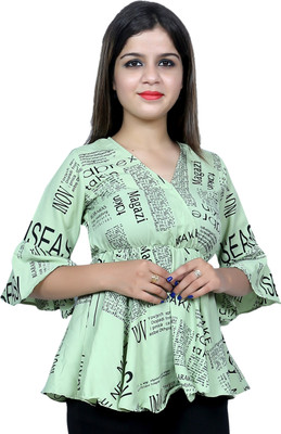 AL HAMD TRADER Casual Printed Women Light Green Top