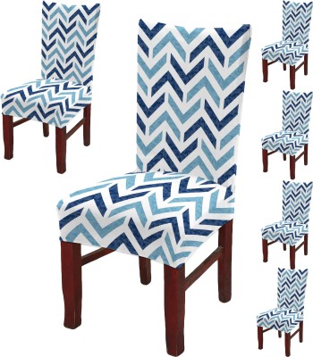 DECORIAN Polycotton Geometric Chair Cover(Blue Pack of 6)