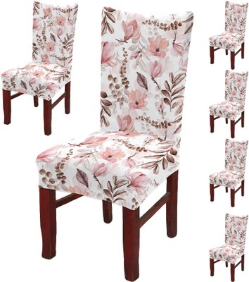 DECORIAN Polycotton 1 Seater Chair Floral Cover(Pack of 6 Pink)