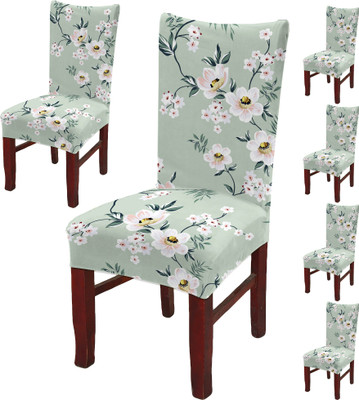 DECORIAN Polycotton 1 Seater Chair Floral Cover(Pack of 6 Green)