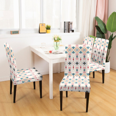 DECORIAN Polycotton 1 Seater Chair Geometric Cover(Pack of 4 Multicolor)