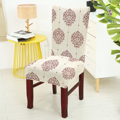 DECORIAN Polycotton Floral Chair Cover(Brown Pack of 1)