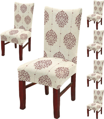 DECORIAN Polycotton 1 Seater Chair Floral Cover(Pack of 6 Brown)