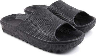 US Gear Women ZigZag Sliders for Women Comfortable House Ladies Slippers-Black Slides(Black , 7)