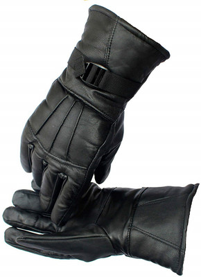 Frackson Snow & Wind Proof Warm Winter Cycling Bike Men & Women Gym Protective Leather Riding Gloves(Black)