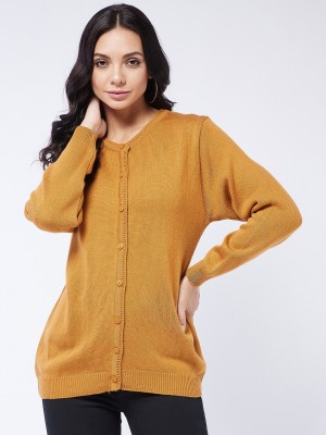 Modeve Solid V Neck Casual Women Yellow Sweater