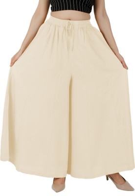 AARMAD Flared Women Cream Trousers