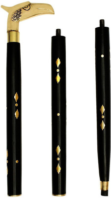 AntiqueHouse black colour beautiful brass carving solid wood stick Walking Stick