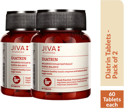 JIVA AYURVEDA Diatrin Tablets - Controls Sugar - 60 Tablets Each - Pack of 2(Pack of 2, 60 Tablets)