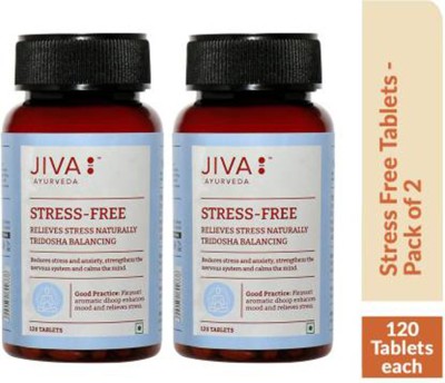 JIVA Stress-Free Tablets - Effective Ayurvedic Treatment for Stress & Anxiety - 120 Tablets Each - Pack of 2(Pack of 2)