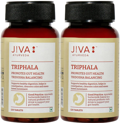 JIVA Triphala Tablets - Promotes Gut Health - 120 Tablets Each - Pack of 2(Pack of 2, 120 Tablets)