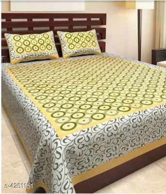 Siddham enterprises 142 TC Cotton Queen Printed Flat Bedsheet(Pack of 1, Multicolor)
