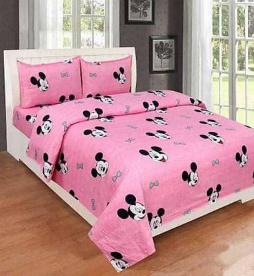 AKSH TRADERS 210 TC Polycotton Double Cartoon Flat Bedsheet(Pack of 1, Multicolor)