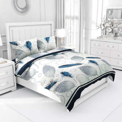 PVCREATIONS 180 TC Cotton Double Printed Flat Bedsheet(Pack of 1, White)