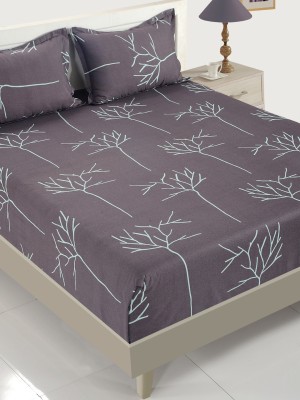 SWAYAM 200 TC Cotton Single Printed Flat Bedsheet(Pack of 1, Grey)