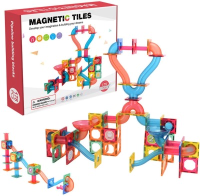 Happy Hues MAGNETIC TILES-Magnetic Pipe(178 Pieces) Building Blocks Set(3D)-Marble Run/ Model Building-STEM Learning & Education Kit- For Kids Age 3 +Year Old Boys Girls Creative Gift(Multicolor)