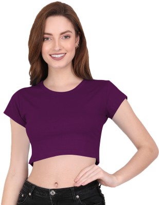 THE BLAZZE Casual Solid Women Purple Top