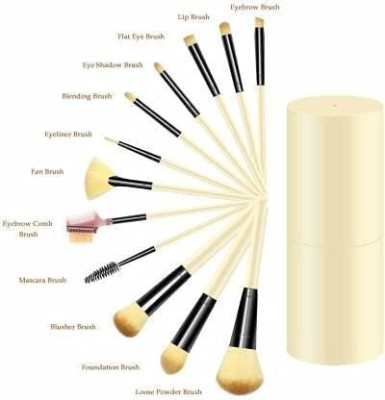 vnz Makeup Brush Set with storage barrel box |Eyeshadow Blending cosmetics Brush Kit(Pack of 12)