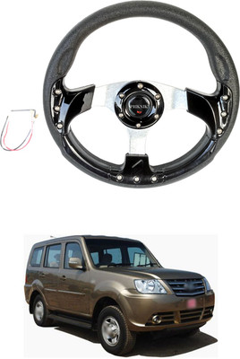 PRTEK Hand Stiched Steering Cover For Tata Sumo Grande(Black, Tarpaulin, Plastic)