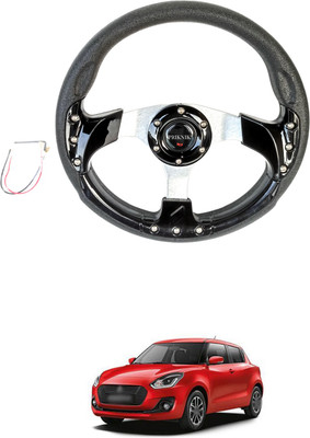 PRTEK Hand Stiched Steering Cover For Maruti Swift(Black, Tarpaulin, Plastic)