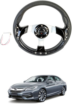 PRTEK Hand Stiched Steering Cover For Honda Accord(Black, Tarpaulin, Plastic)