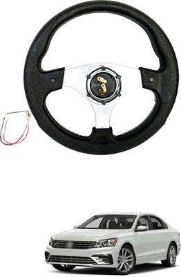 PRTEK Hand Stiched Steering Cover For Volkswagen Passat(Black, Tarpaulin, Plastic)