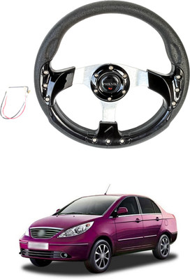 PRTEK Hand Stiched Steering Cover For Tata Manza(Black, Tarpaulin, Plastic)