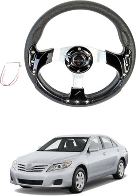 PRTEK Hand Stiched Steering Cover For Toyota Camry(Black, Tarpaulin, Plastic)