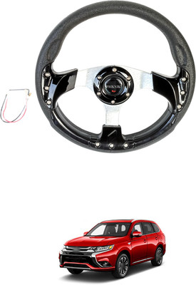 PRTEK Hand Stiched Steering Cover For Mitsubishi Outlander(Black, Tarpaulin, Plastic)