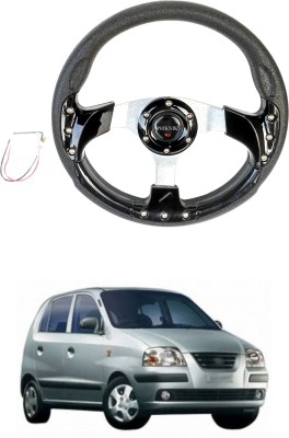 PRTEK Hand Stiched Steering Cover For Hyundai Santro(Black, Tarpaulin, Plastic)