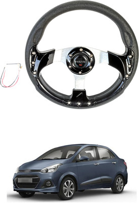 PRTEK Hand Stiched Steering Cover For Hyundai Xcent(Black, Tarpaulin, Plastic)