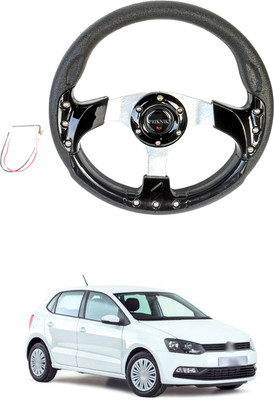 PRTEK Hand Stiched Steering Cover For Volkswagen Polo(Black, Tarpaulin, Plastic)