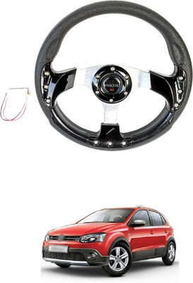 PRTEK Hand Stiched Steering Cover For Volkswagen Universal For Car(Black, Tarpaulin, Plastic)