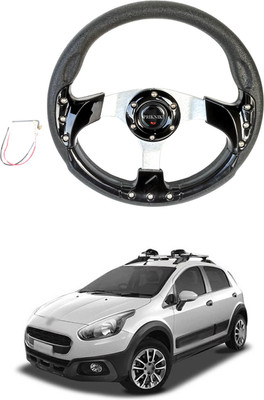 PRTEK Hand Stiched Steering Cover For Fiat Avventura(Black, Tarpaulin, Plastic)