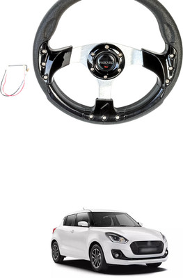 PRTEK Hand Stiched Steering Cover For Maruti Swift(Black, Tarpaulin, Plastic)