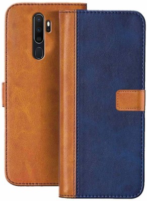 ClickAway Flip Cover for Oppo A5 2020(Brown, Blue, Shock Proof, Pack of: 1)