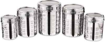 Boxy Steel Grocery Container  - 400 ml, 800 ml, 1000 ml, 1350 ml, 1800 ml(Pack of 5, Silver)