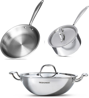 BERGNER Induction Bottom Cookware Set(Stainless Steel, 3 - Piece)