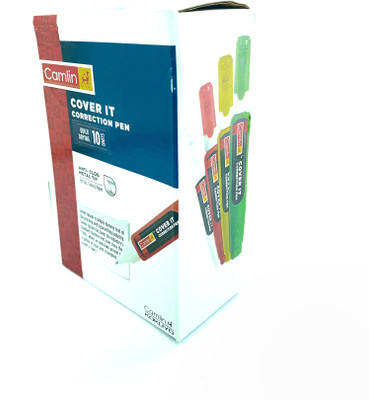 Camlin smooth Correction pen with fine tip 7 ml 1 mm Correction Pen(Set of 10, White)