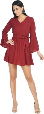 KG FASHION Women Fit and Flare Maroon Dress