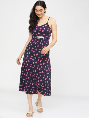 Tokyo Talkies Women A-line Purple Below Knee Dress