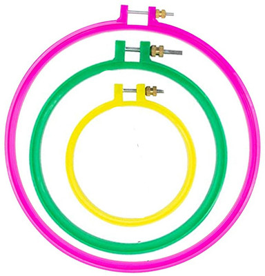 Imaashi Combo Pack of 3 Pieces Plastic Embroidery Hoops Circle Cross Stitch Hoop Ring with Iron Key for Embroidery and Cross Stitch – Size 4.25, 6 & 8 Inches Embroidery Hoop(Pack of 3)
