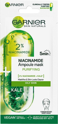 GARNIER Niacinamide Serum Ampoule Face Sheet Mask with Kale