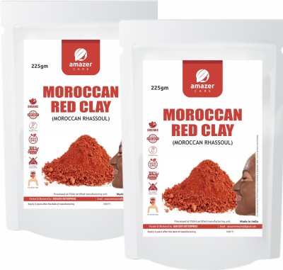 Amazer Care Moroccan Red Clay Powder (2 Pouches, 225gm each) Natural Face Mask & Skin Care(450 g)